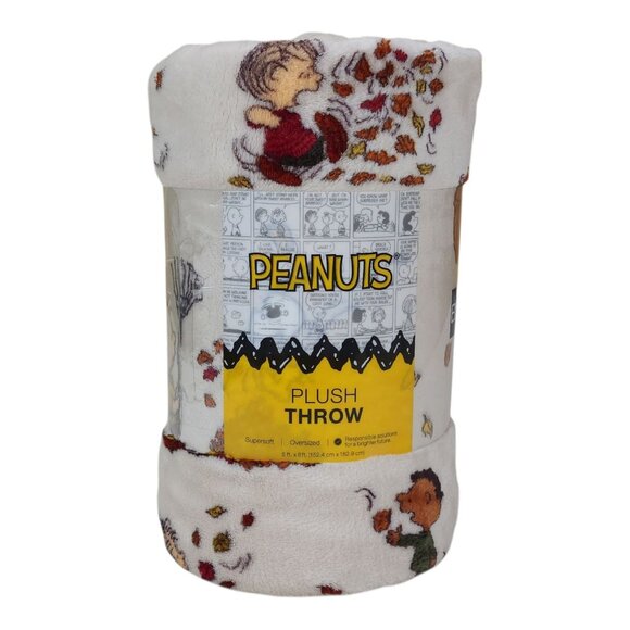 Peanuts Snoopy Oversized Plush Throw Blanket 5'x 6' Fall Thanksgiving Super Soft - Picture 1 of 14